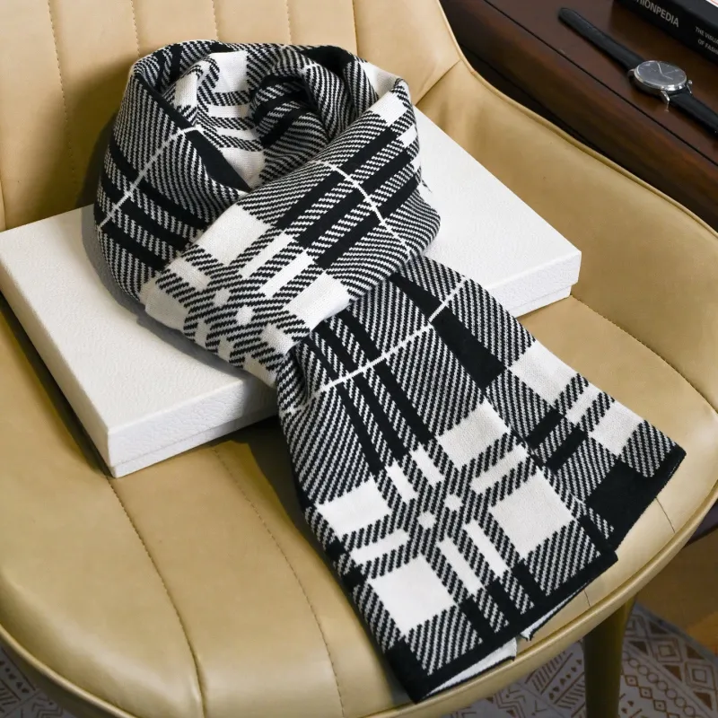 Men's Sleek Textured Plaid Cozy Winter Scarf sold by FloralTrip