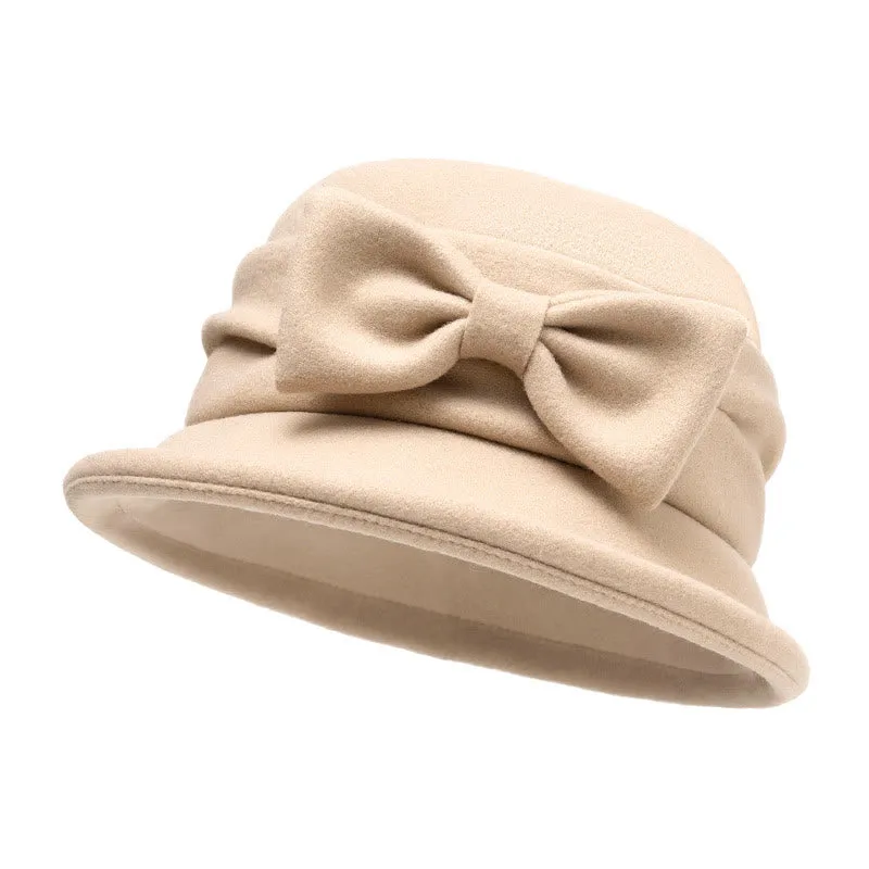 Women's Bowknot Decor Soft Felt Bucket Hat sold by FloralTrip