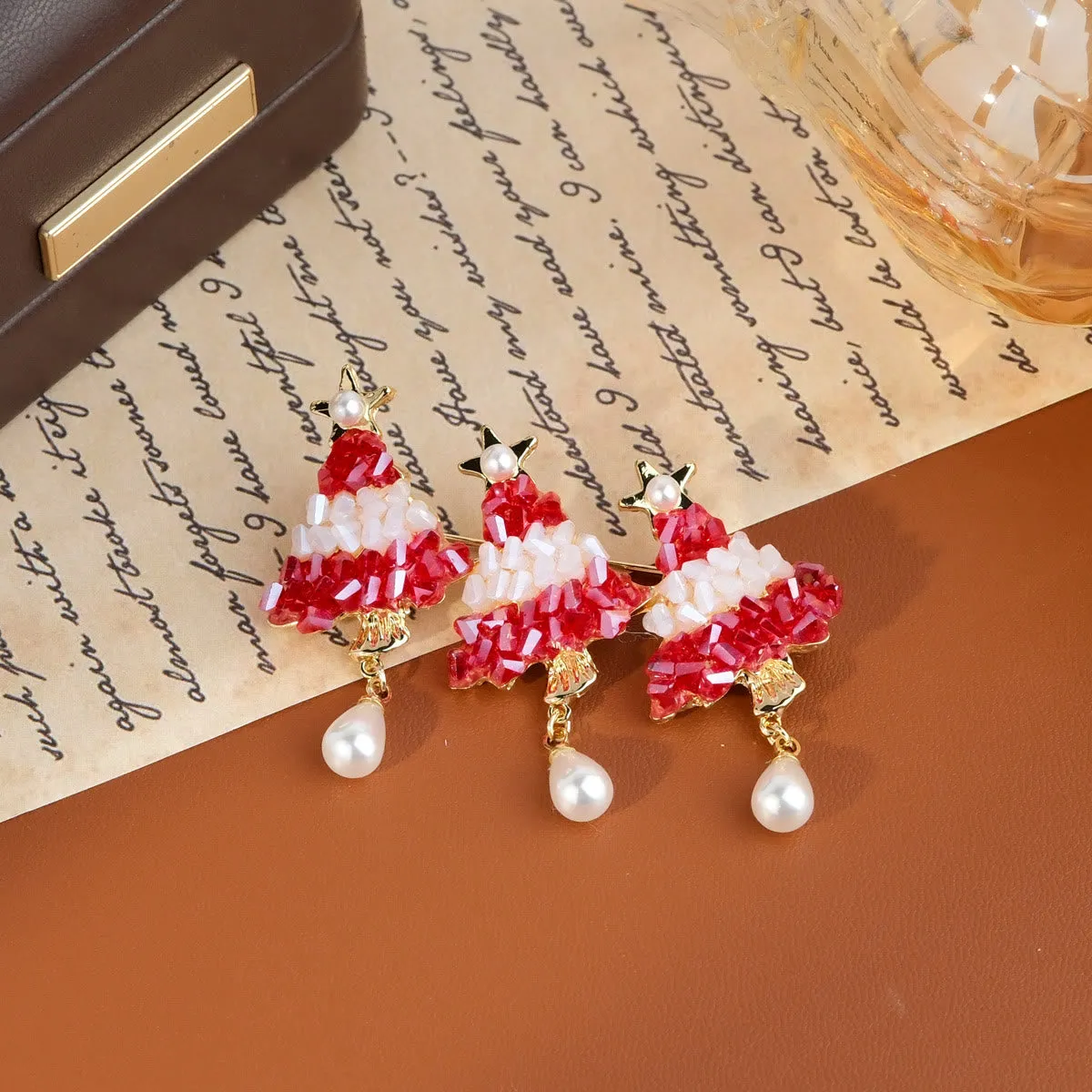 Festive Beaded Christmas Tree with Pearl Drop Holiday Brooch sold by FloralTrip product image thumbnail 5