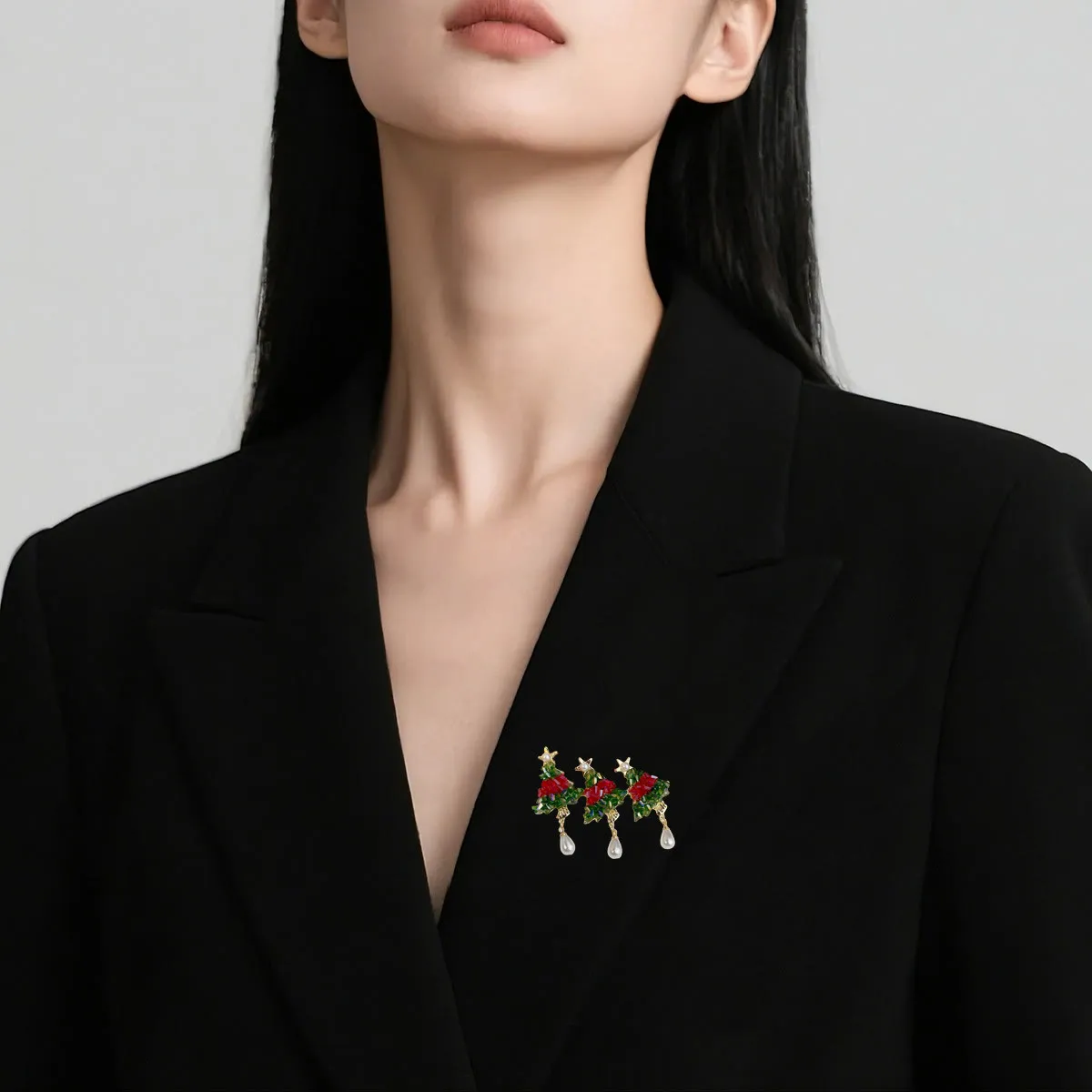 Festive Beaded Christmas Tree with Pearl Drop Holiday Brooch sold by FloralTrip product image thumbnail 2