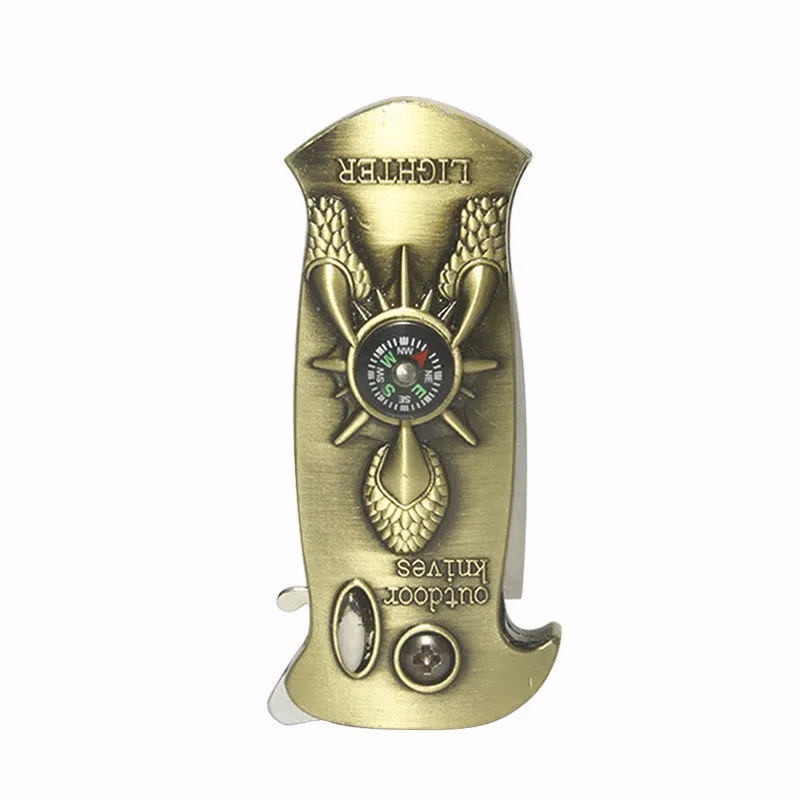 Retro Copper Dragon Claw Compass Folding Knife Lighter sold by FloralTrip product image thumbnail 2