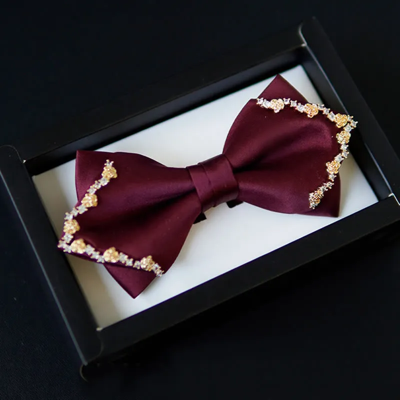 Shining Gilded Rose Edge Double Layers Bow Tie sold by FloralTrip