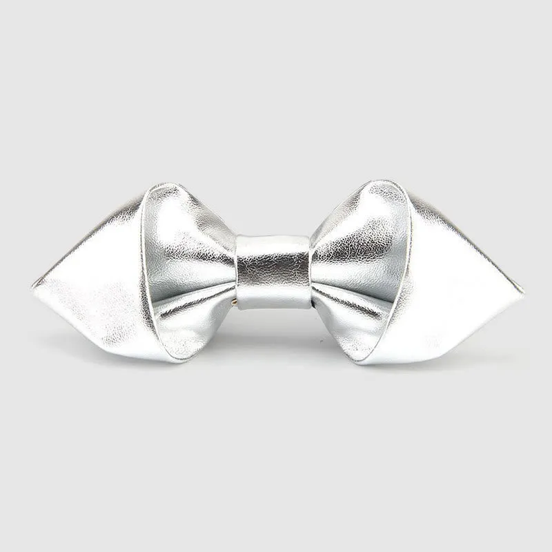 Modern Luxury Solid Color Pointed Leather Bow Tie sold by FloralTrip