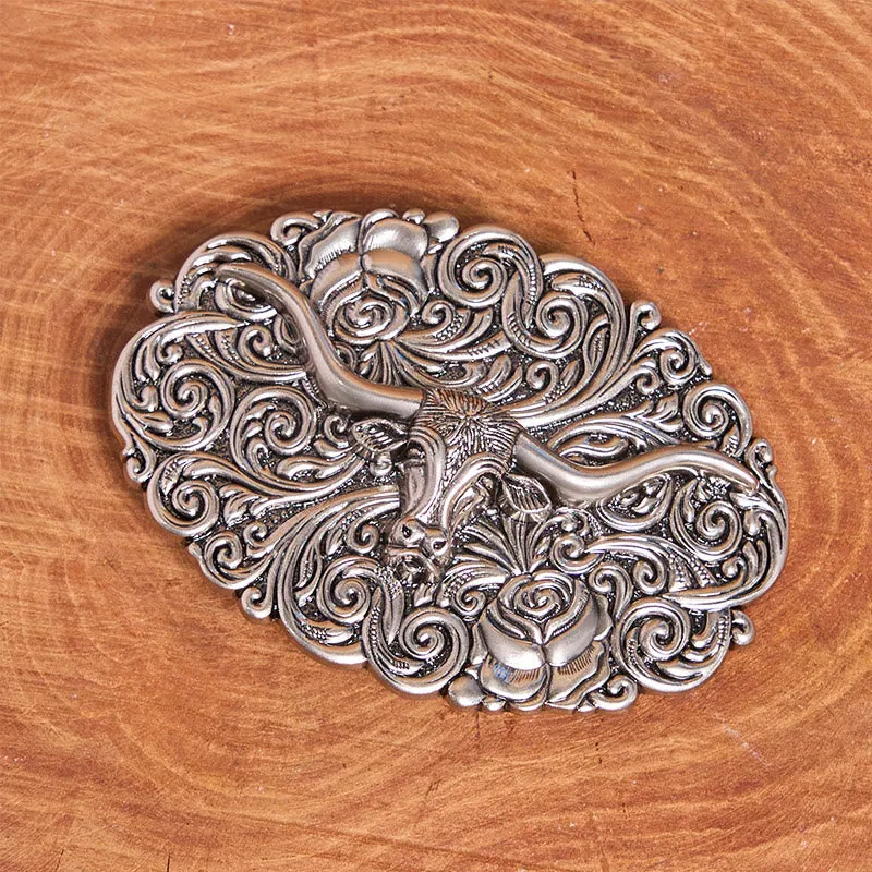 Men's Exquisite Floral Carved Bull Head Buckle Leather Belt sold by FloralTrip product image thumbnail 2