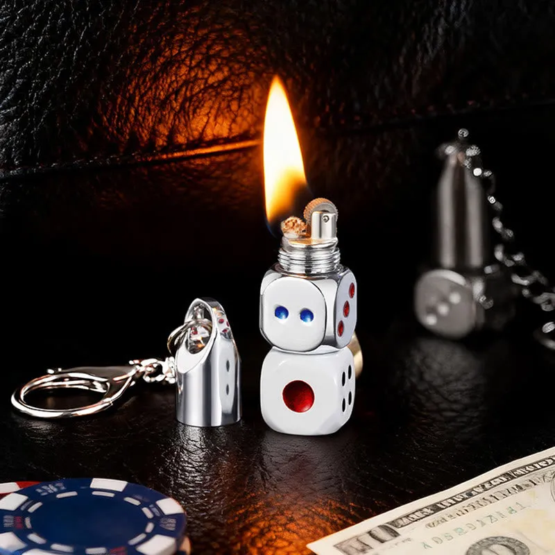 Classic Mini Dice Refillable Kerosene Lighter Keychain sold by FloralTrip