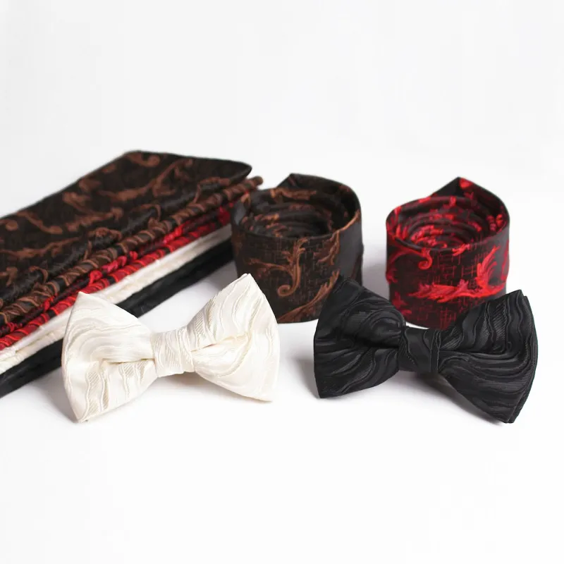 Men's Elegant Printed Formal Necktie Bow Tie Pocket Square sold by FloralTrip