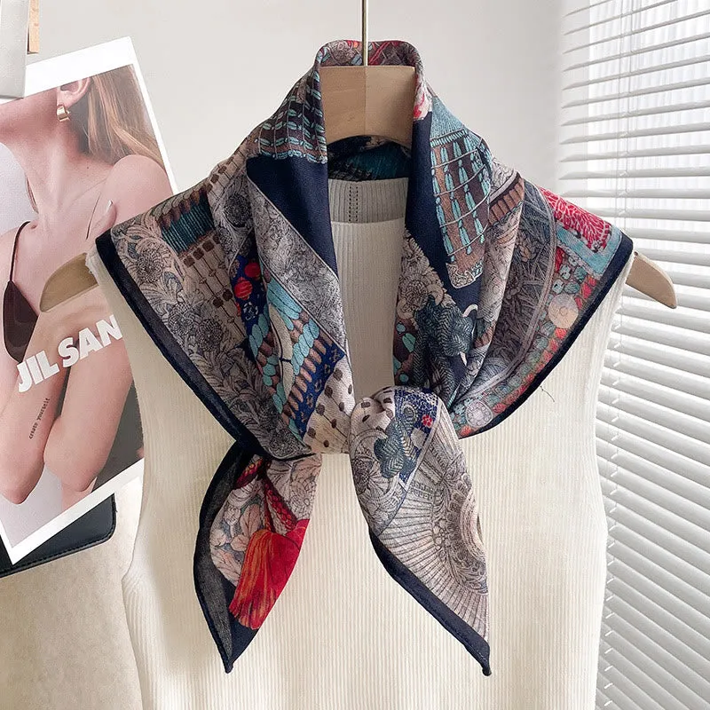 Women's Rich Printed Multi-Style Thin Square Scarf sold by FloralTrip