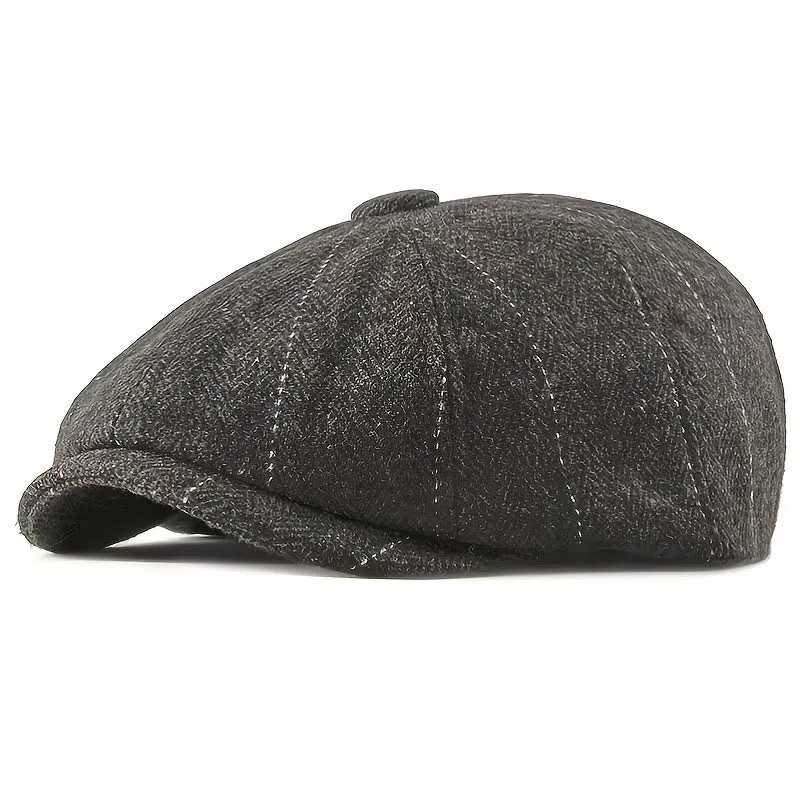 Men's Elegant Retro Herringbone Pattern Newsboy Beret Hat made by FloralTrip
