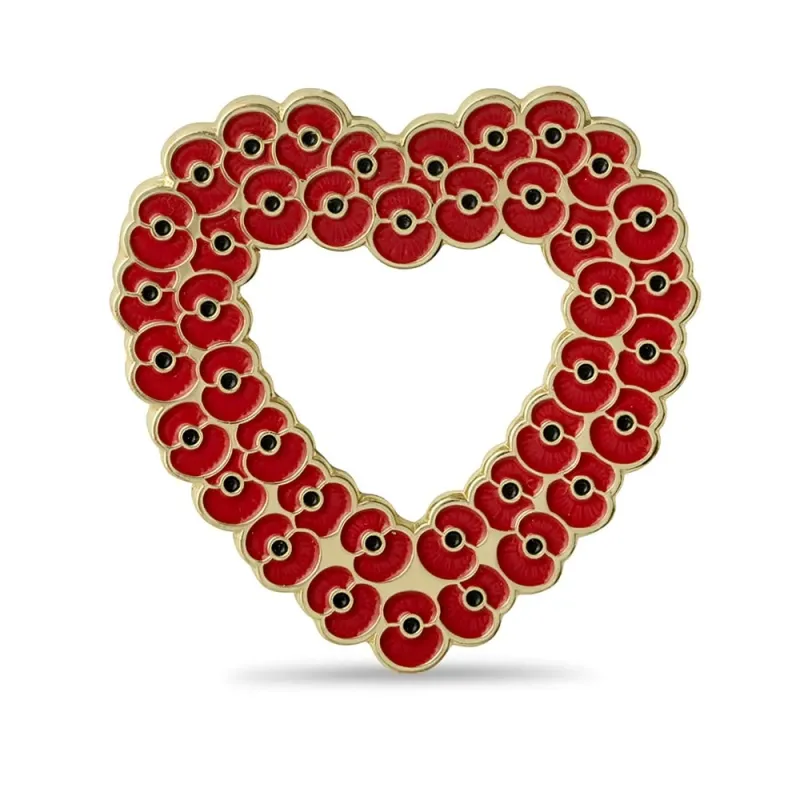 Mini Poppy Cluster Heart Frame Two Tone Brooch made by FloralTrip