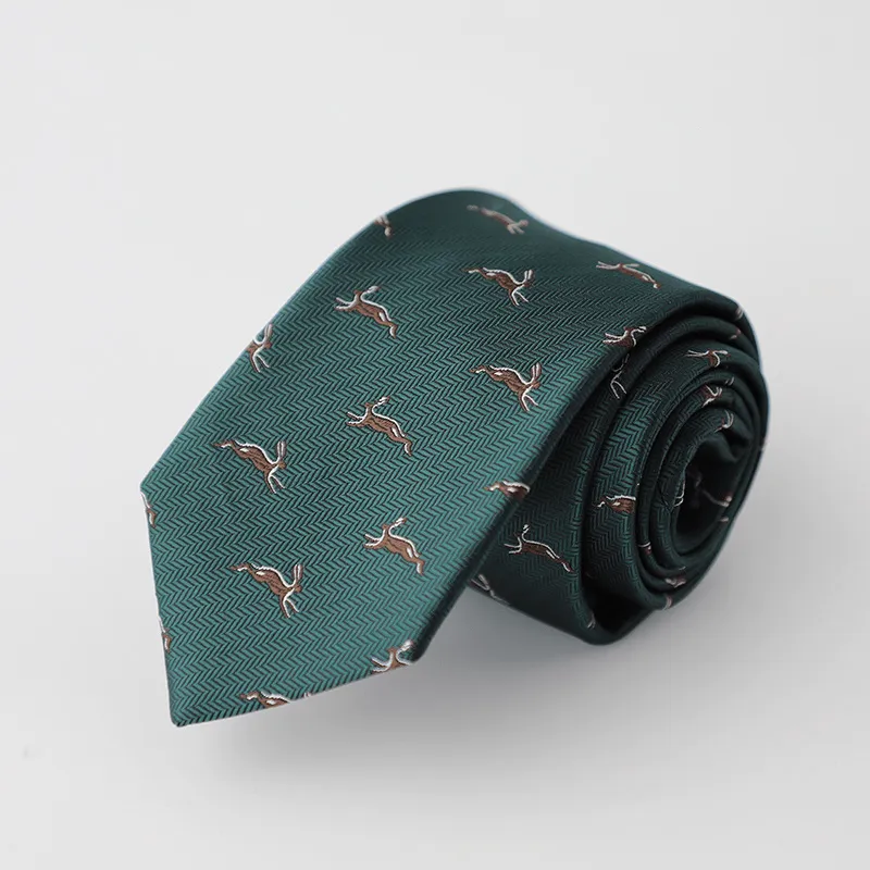 Men's Whimsical Hare-Patterned Teal Textured Hand-Tied Necktie made by FloralTrip