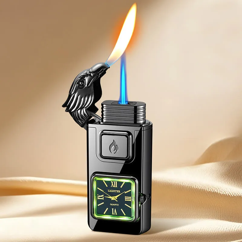 Eagle Head LED Inflatable Butane Lighter With Clock made by FloralTrip