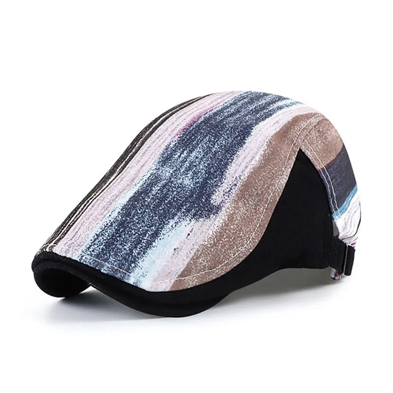 Stylish Abstract Striped Pattern Flat Top Beret Hat sold by FloralTrip