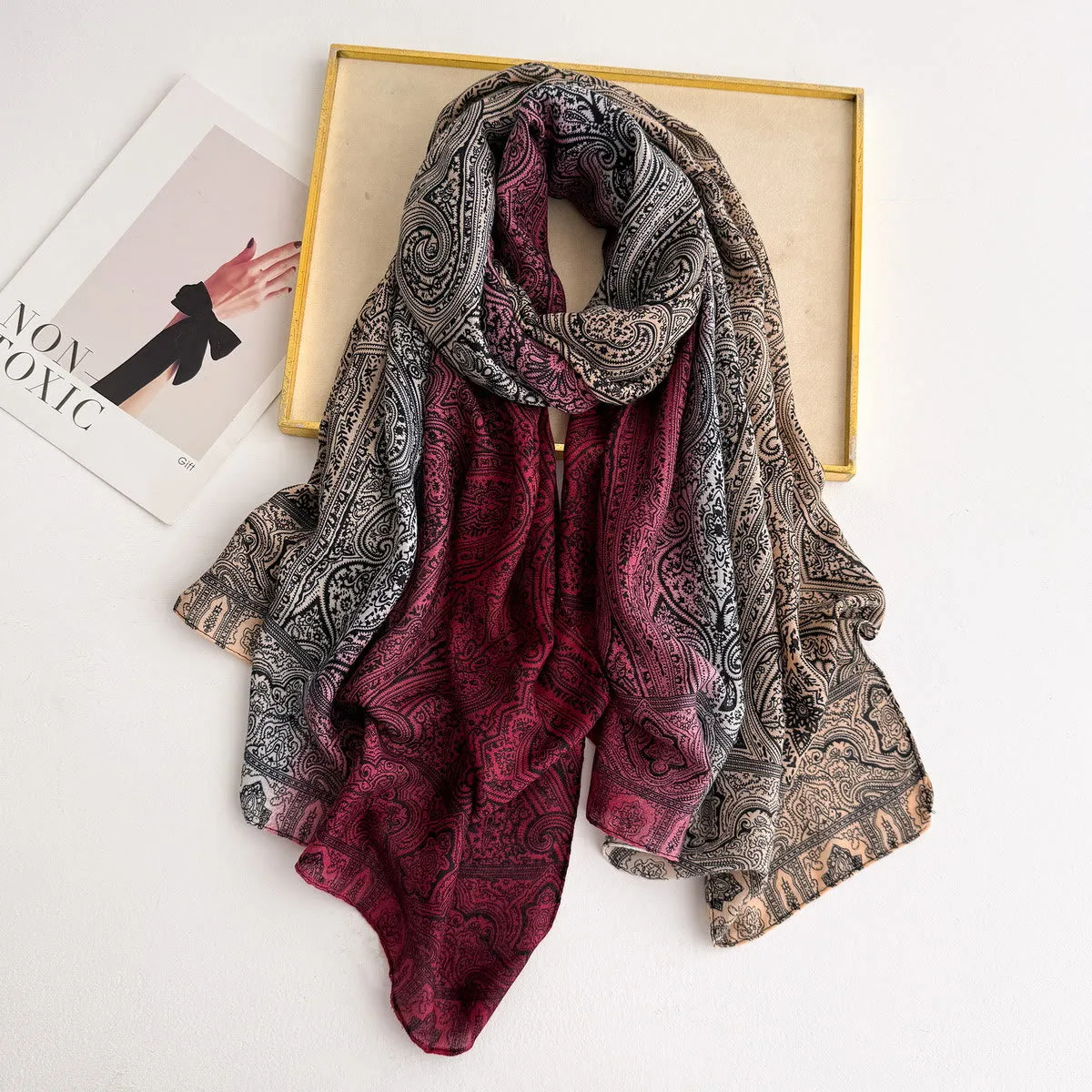 Women's Vintage Paisley Print Lightweight Sheer Scarf sold by FloralTrip