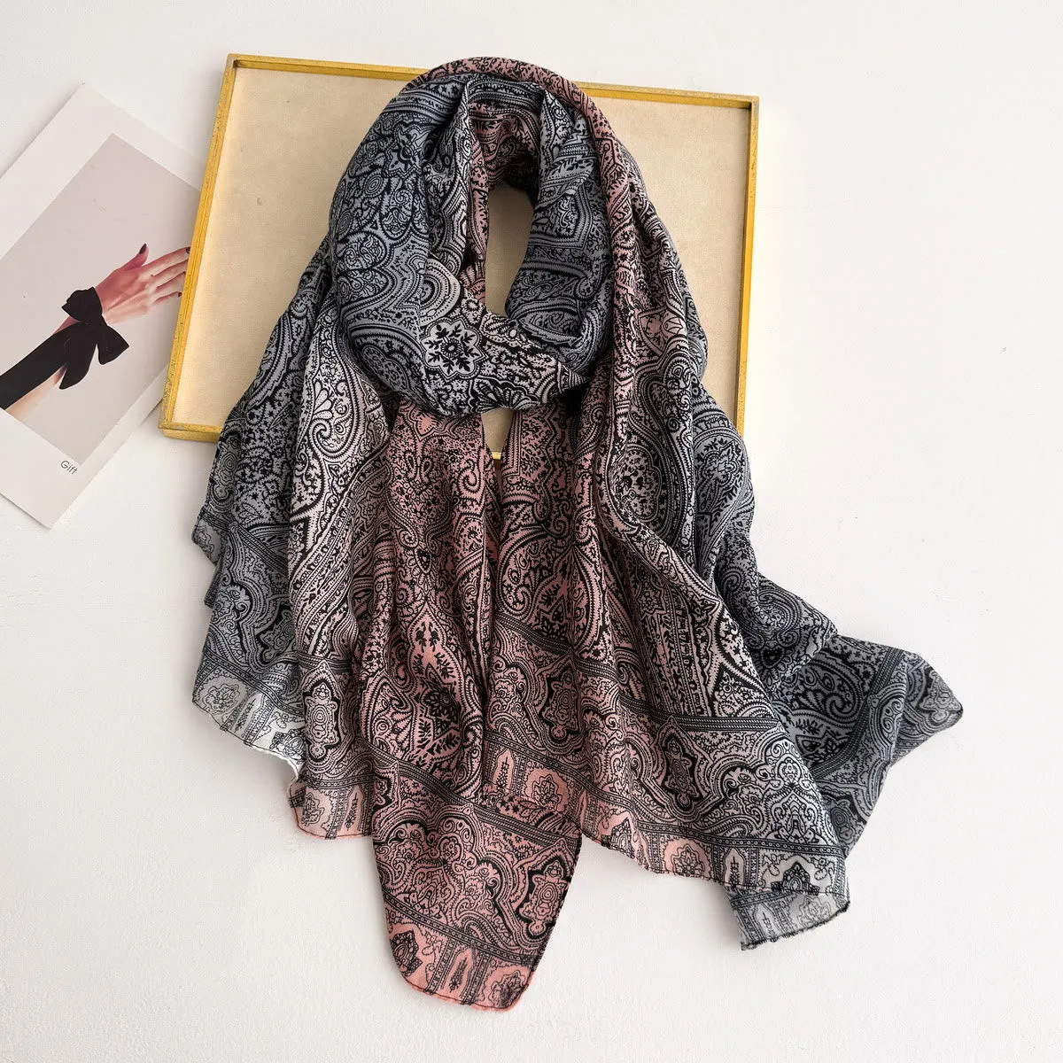 Women's Vintage Paisley Print Lightweight Sheer Scarf sold by FloralTrip product image thumbnail 5