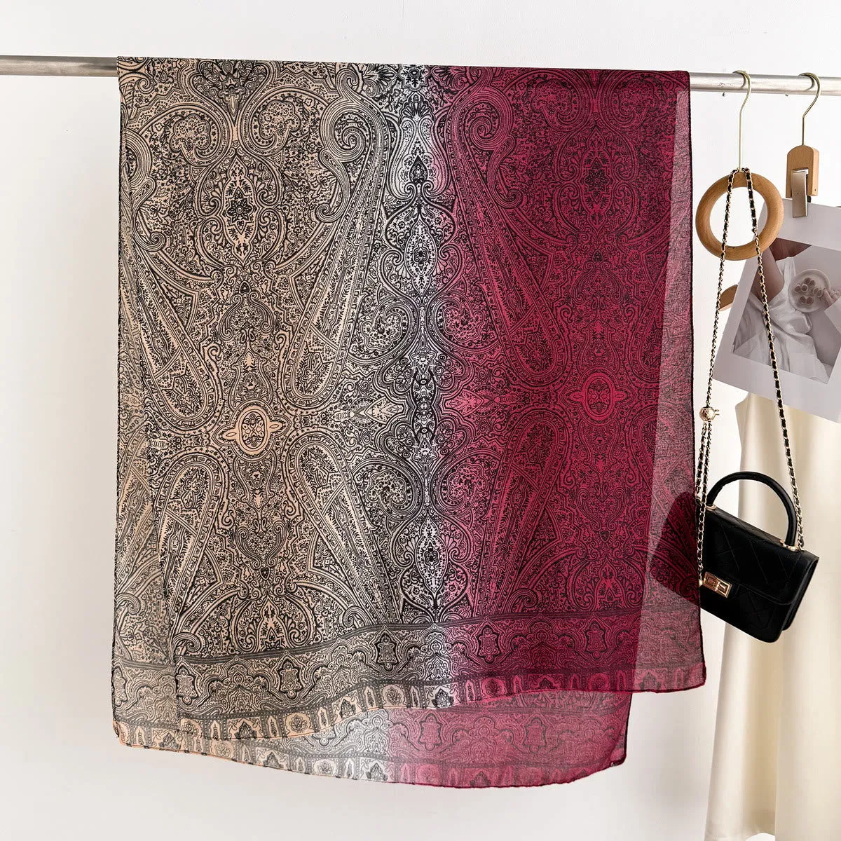 Women's Vintage Paisley Print Lightweight Sheer Scarf sold by FloralTrip product image thumbnail 2