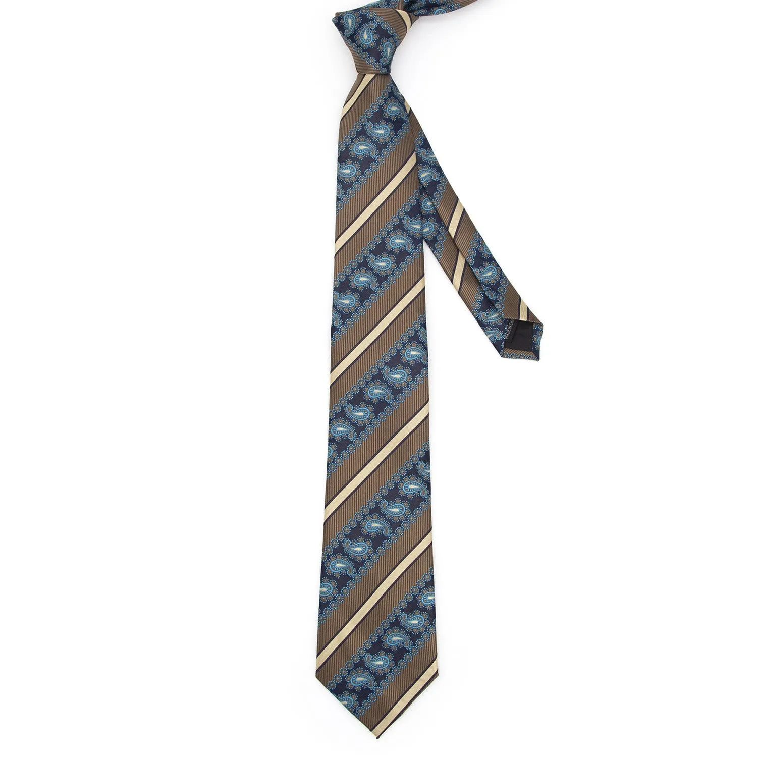 3Pcs Men's Brown Stripes & Navy Paisley Necktie Set sold by FloralTrip product image thumbnail 3