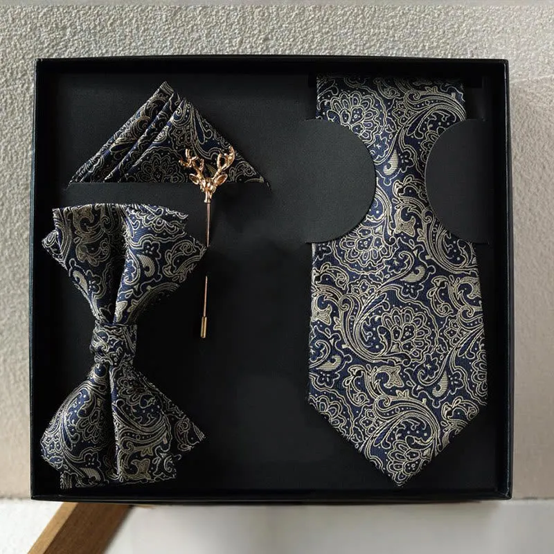 5Pcs Men's Paisley Pattern Gray Tone Necktie Set sold by FloralTrip