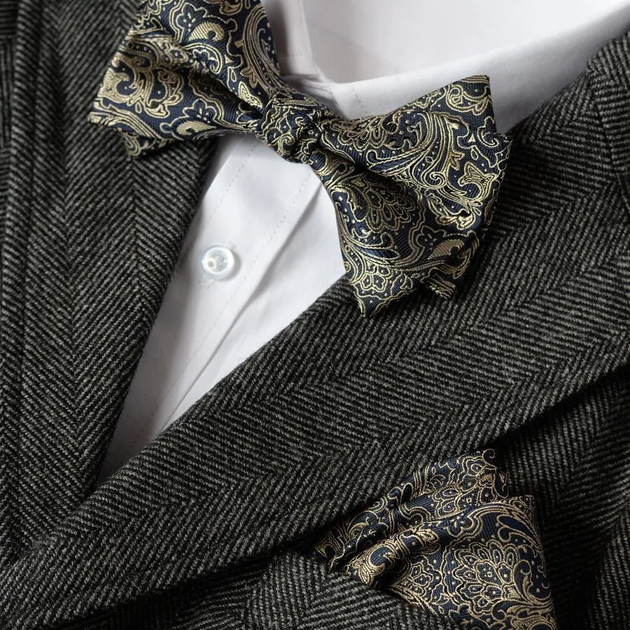 5Pcs Men's Paisley Pattern Gray Tone Necktie Set sold by FloralTrip product image thumbnail 3