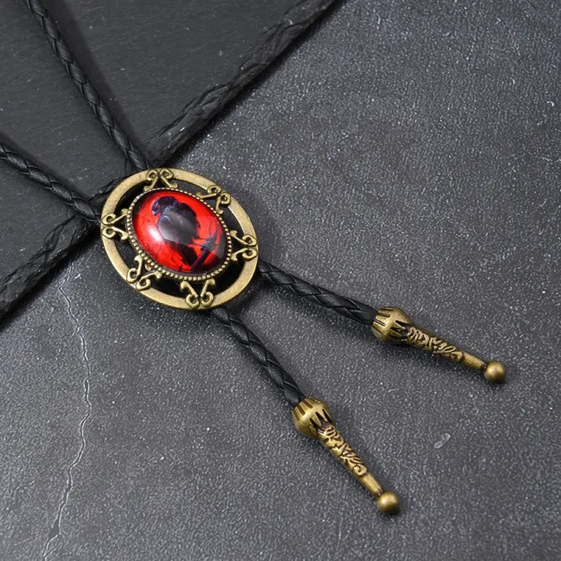 Gothic Raven Pattern Western Pendant Bolo Tie made by FloralTrip