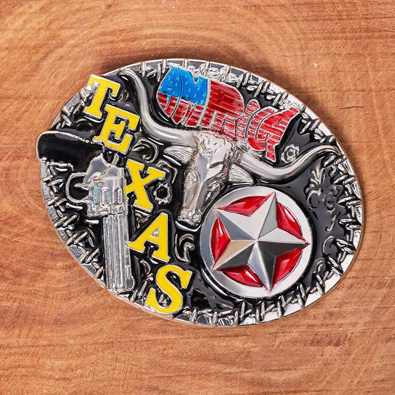 Texas Style Longhorn & Star DIY Buckle Leather Belt sold by FloralTrip product image thumbnail 2