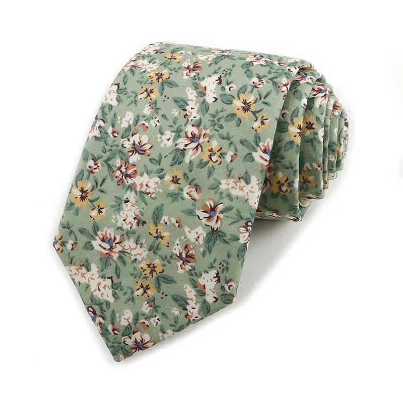 Men's Vintage Elegant Floral Printed Cotton Necktie sold by FloralTrip