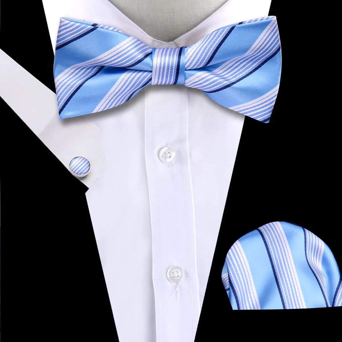 3Pcs Men's Paisley Pattern Bow Tie Cufflink And Pocket Square Set sold by FloralTrip product image thumbnail 2