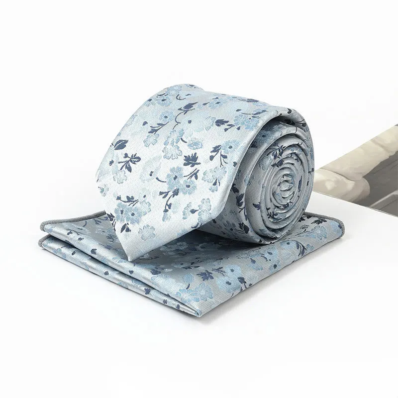 Men's Neutral Floral Jacquard Necktie And Pocket Square Set sold by FloralTrip product image thumbnail 2