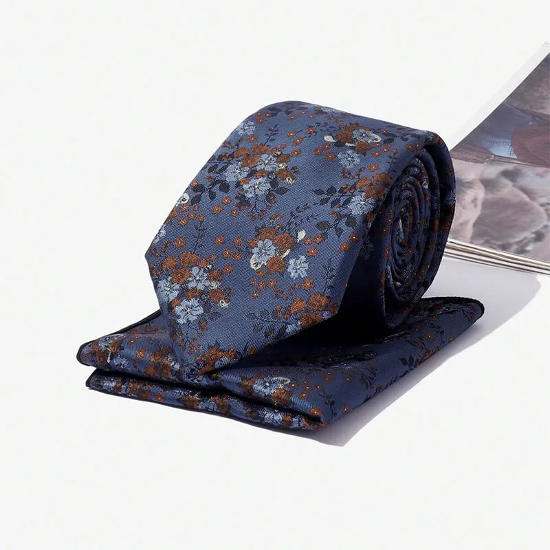 Men's Vintage Floral Jacquard Necktie And Pocket Square Set sold by FloralTrip product image thumbnail 3
