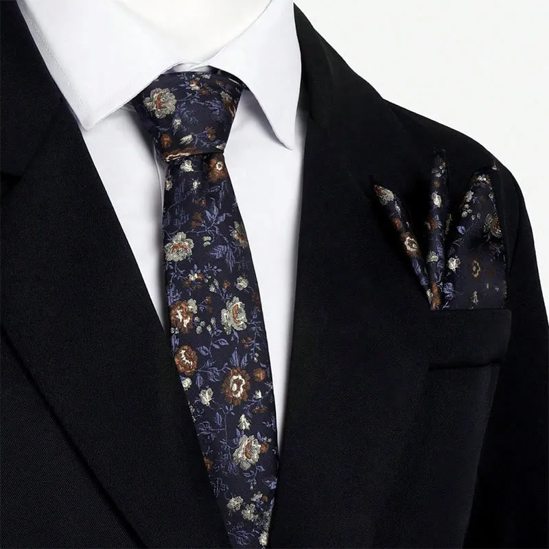 Men's Vintage Floral Jacquard Necktie And Pocket Square Set sold by FloralTrip product image thumbnail 4