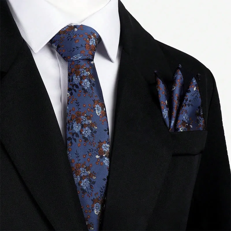 Men's Vintage Floral Jacquard Necktie And Pocket Square Set sold by FloralTrip