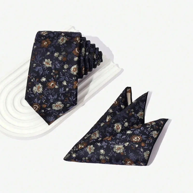 Men's Vintage Floral Jacquard Necktie And Pocket Square Set sold by FloralTrip product image thumbnail 5