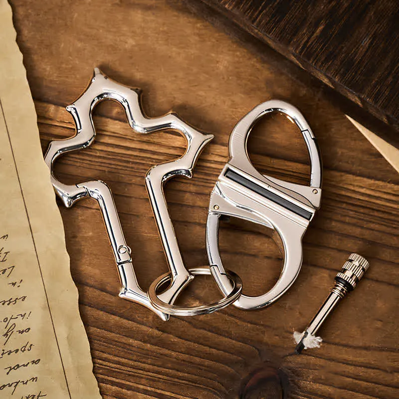 Cross-Shaped Dual Ring Matchstick Kerosene Lighter Keychain sold by FloralTrip