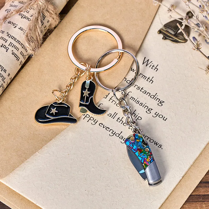 Western Style Boot & Hat Pendant Colorful Folding Knife Keychain sold by FloralTrip product image thumbnail 2