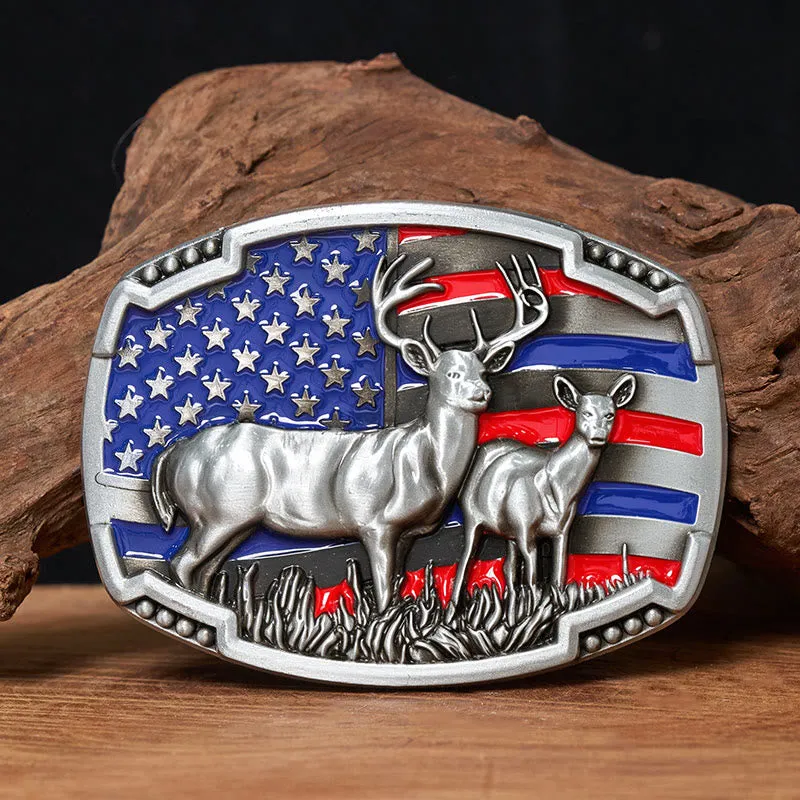 Men's Vintage Star-spangled Deer Colorful Buckle Leather Belt sold by FloralTrip product image thumbnail 5