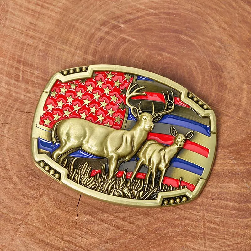 Men's Vintage Star-spangled Deer Colorful Buckle Leather Belt sold by FloralTrip product image thumbnail 2