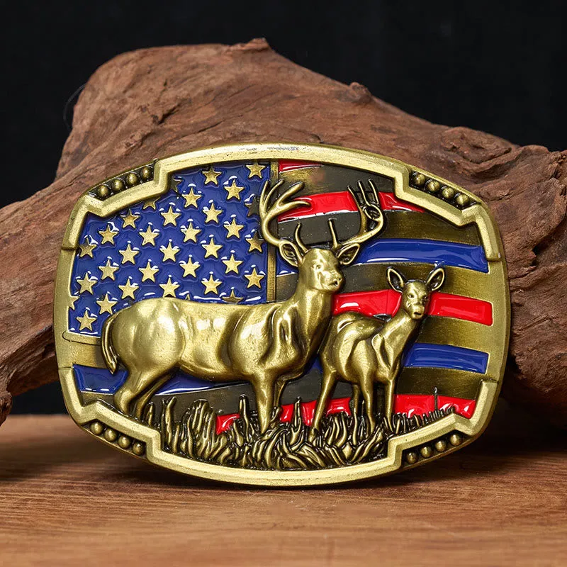 Men's Vintage Star-spangled Deer Colorful Buckle Leather Belt sold by FloralTrip product image thumbnail 3