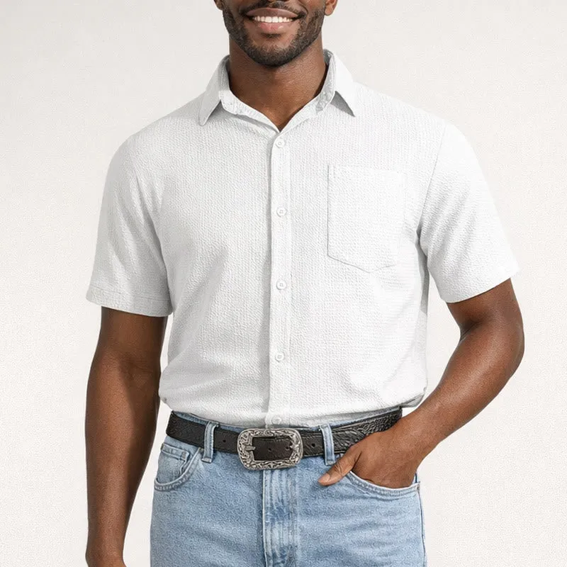 Men's Summer Solid Color Lapel Pocket Shirt sold by FloralTrip product image thumbnail 3