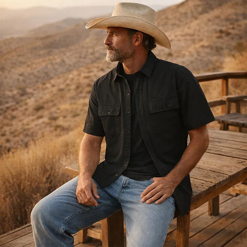 Men's Summer Workwear Cowboy Shirt With Chest Pockets sold by FloralTrip product image thumbnail 4