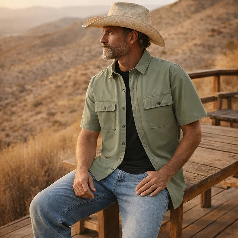 Men's Summer Workwear Cowboy Shirt With Chest Pockets sold by FloralTrip product image thumbnail 5