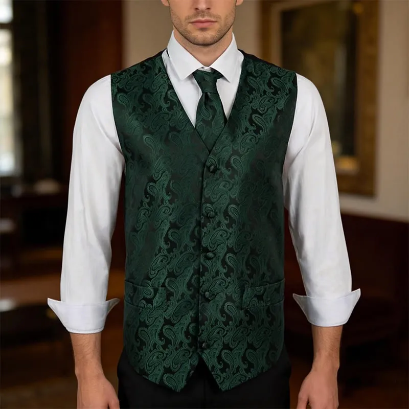 3Pcs Men's Elegant Paisley Jacquard Suit Vest Set sold by FloralTrip product image thumbnail 4