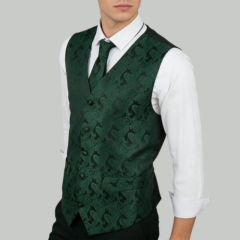 3Pcs Men's Elegant Paisley Jacquard Suit Vest Set sold by FloralTrip product image thumbnail 2