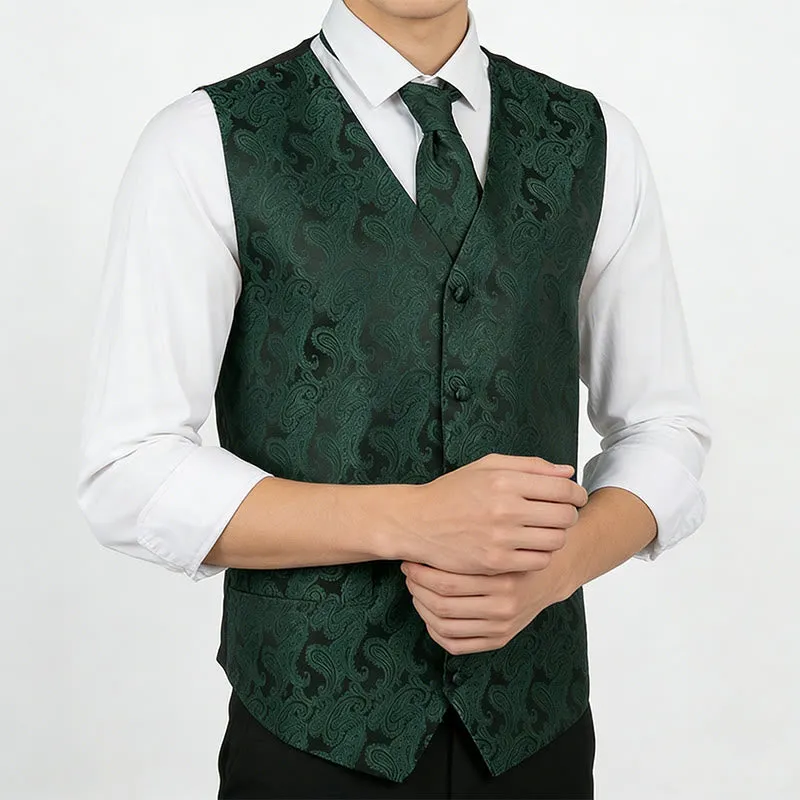 3Pcs Men's Elegant Paisley Jacquard Suit Vest Set sold by FloralTrip product image thumbnail 3