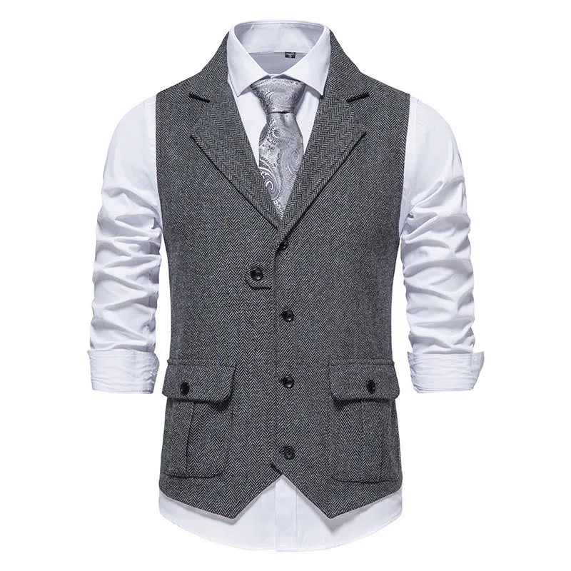 Men's Formal Lapel Collar Flap Pocket Dress Waistcoat sold by FloralTrip product image thumbnail 5