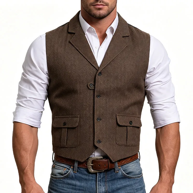 Men's Formal Lapel Collar Flap Pocket Dress Waistcoat sold by FloralTrip product image thumbnail 2