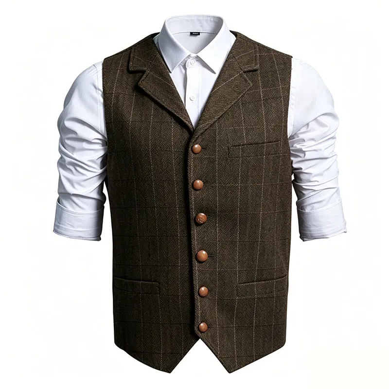 Men's Lapel Collar Plaid Single Breasted Suit Vest sold by FloralTrip product image thumbnail 3