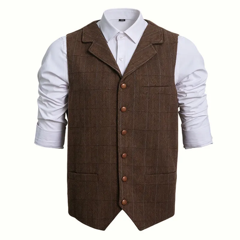 Men's Lapel Collar Plaid Single Breasted Suit Vest sold by FloralTrip product image thumbnail 5