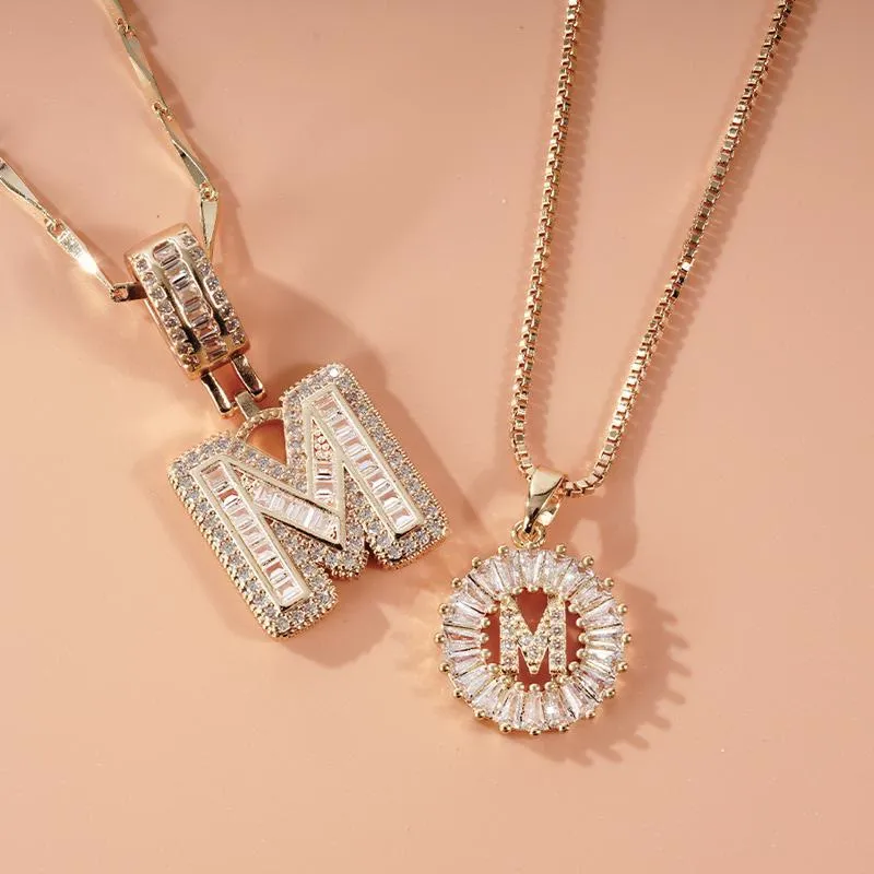 Gold Plated Full Iced Out Letter Pendant Necklace made by FloralTrip