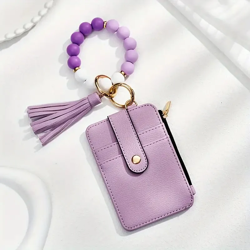 Fashionable Beaded Tassel Wristlet Card Holder Keychain sold by FloralTrip product image thumbnail 3