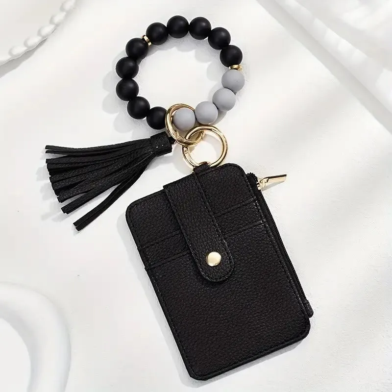 Fashionable Beaded Tassel Wristlet Card Holder Keychain sold by FloralTrip product image thumbnail 4