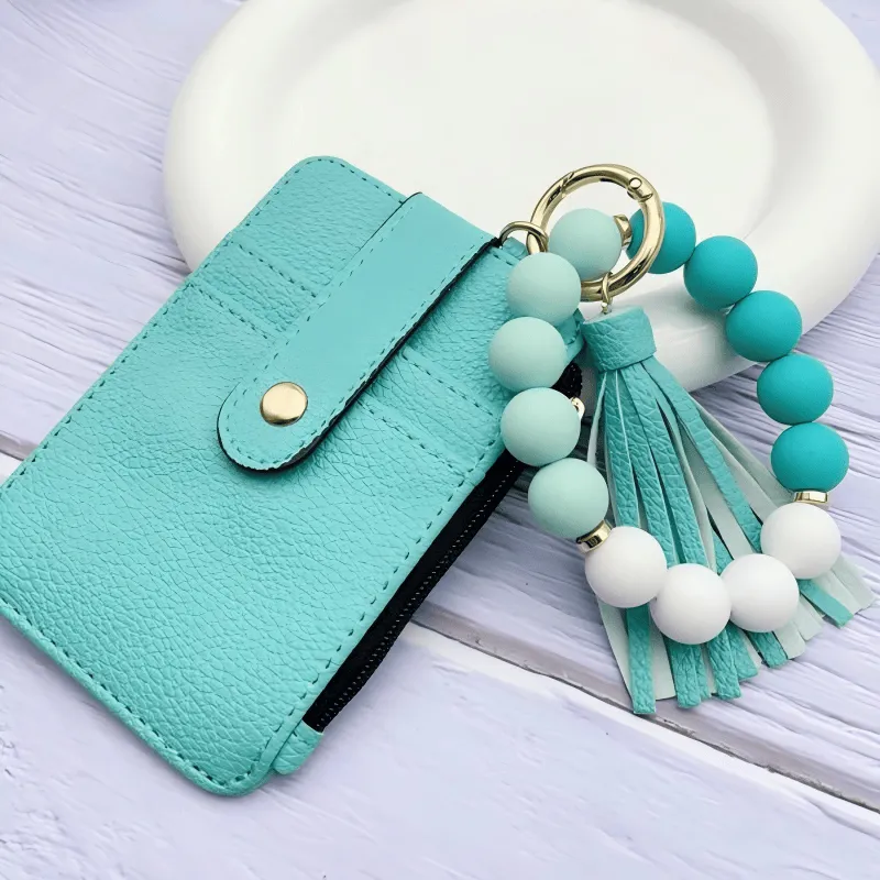 Fashionable Beaded Tassel Wristlet Card Holder Keychain sold by FloralTrip
